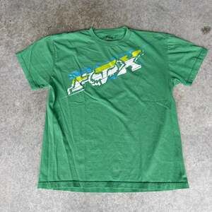 Y2K Skater Fox Racing Green Logo Graphic T-Shirt